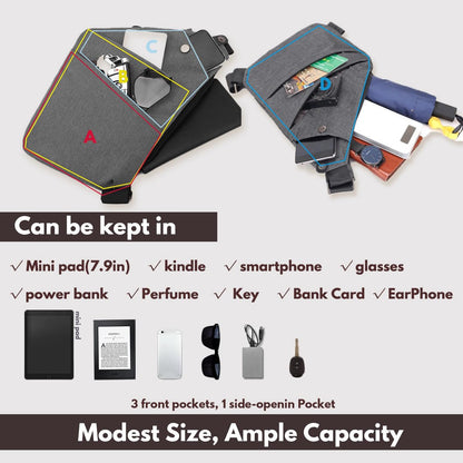 Shoulder bags - Anti-theft shoulder bags - Small shoulder bags - Multi-pocket shoulder bags - Multifunctional shoulder bags - Unisex - Suitable for travel, outdoor activities, sports, and work - Black - Image 2