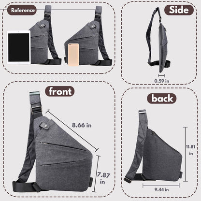 Shoulder bags - Anti-theft shoulder bags - Small shoulder bags - Multi-pocket shoulder bags - Multifunctional shoulder bags - Unisex - Suitable for travel, outdoor activities, sports, and work - Black - Image 3