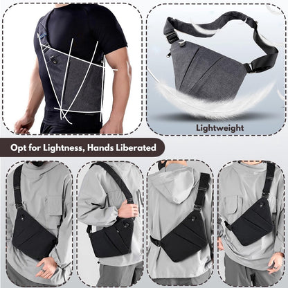 Shoulder bags - Anti-theft shoulder bags - Small shoulder bags - Multi-pocket shoulder bags - Multifunctional shoulder bags - Unisex - Suitable for travel, outdoor activities, sports, and work - Black - Image 5