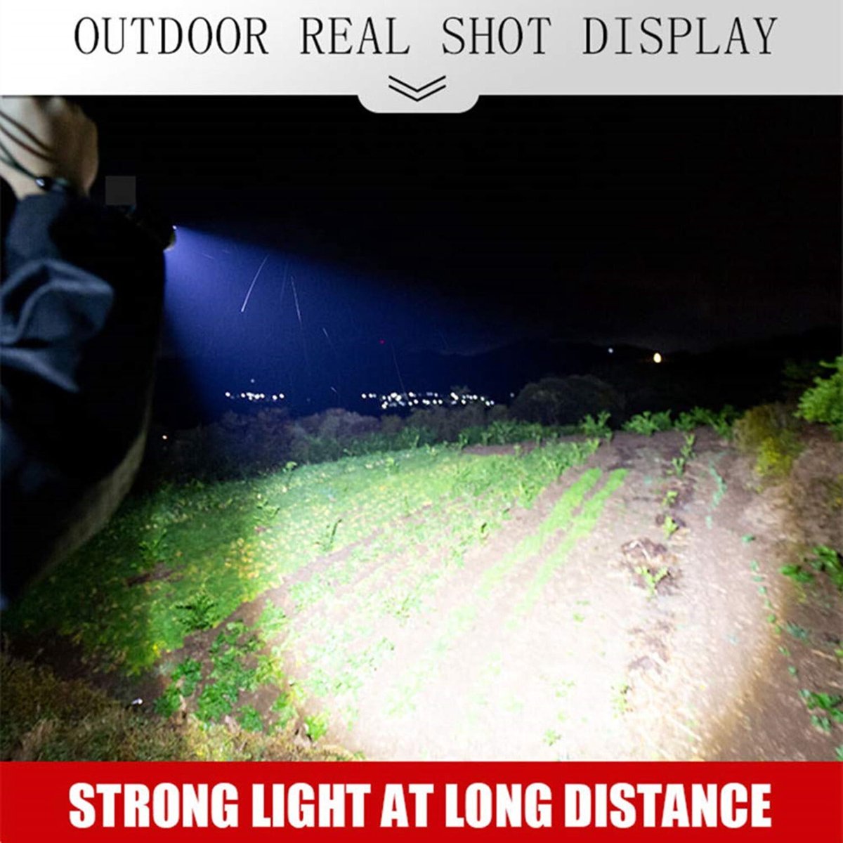 Flashlight - Rechargeable LED - Military Flashlight - 100,000 lumens - with 7 modes - COB side light - Waterproof - For emergencies, camping, home - Image 5