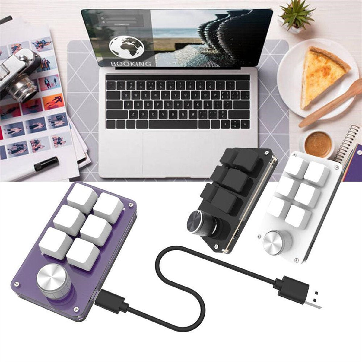 Mini 6-button keyboard, programmable keys, customizable shortcuts, mechanical USB keyboard - Image 3