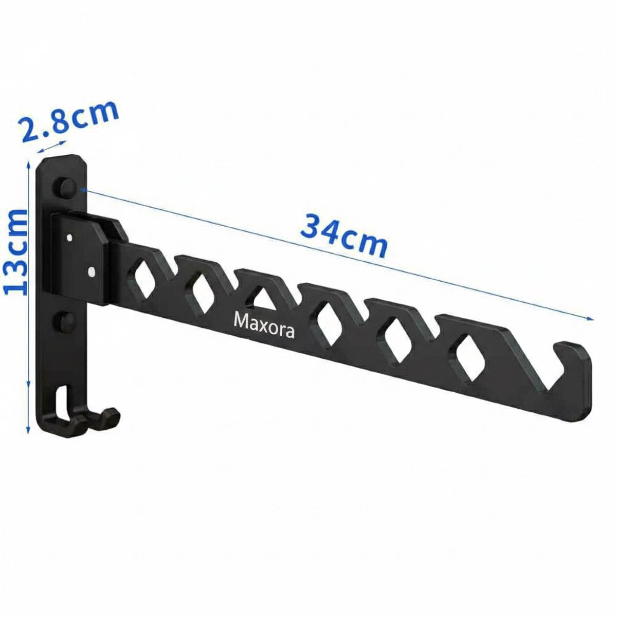 Wall-mounted coat rack - foldable - black - 35 cm - coat hook - hanger - drying rack - Image 3