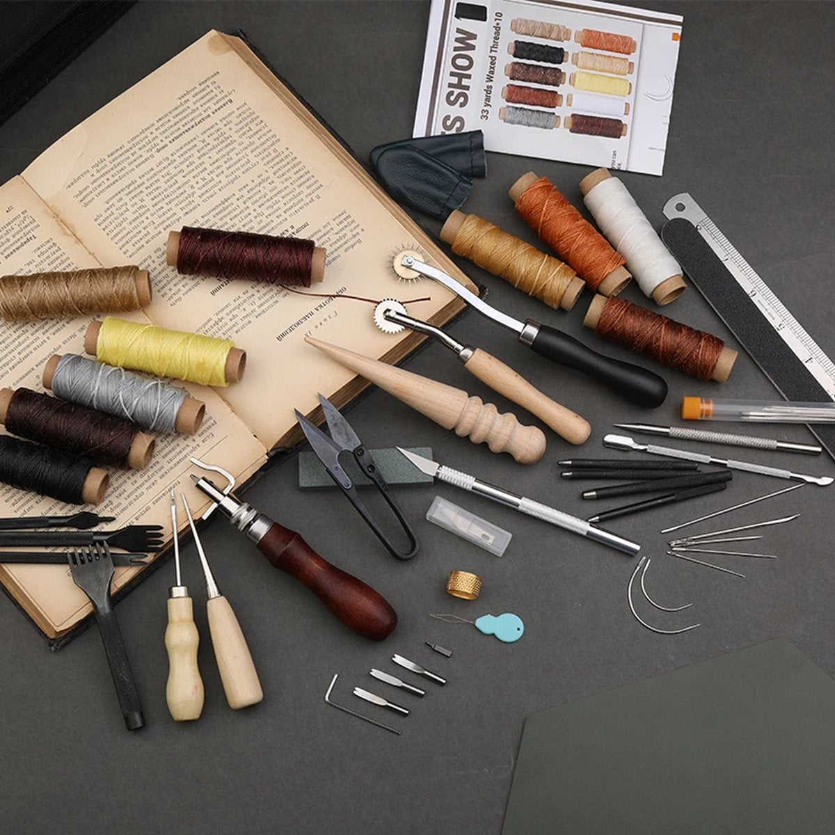 ShopEighty8 - Leather - Leather Processing - Leatherworking Tools - Professional Leather Craft Tool Set - Sewing - Tailoring - Upholstery - Clothing - Image 3