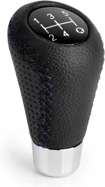 Gear shift lever - Manual gear shift lever - 5-speed transmission - Gear shift lever - Manual transmission - Black leather stitching - Universal gear shift lever (black)