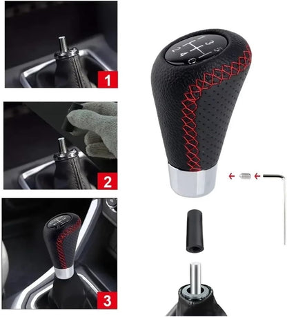 Gear shift lever - Manual gear shift lever - 5-speed transmission - Gear shift lever - Manual transmission - Black leather stitching - Universal gear shift lever (black) - Image 3