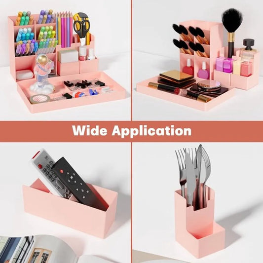 Pencil Case - 13 Compartments - Pen Holder - Desk Organizer - Pencil Holder - Desk Organizer - Pen Case - Plastic - Removable - Storage System - Mail Tray - Office Baby Clothing Accessories - Pink - Image 5