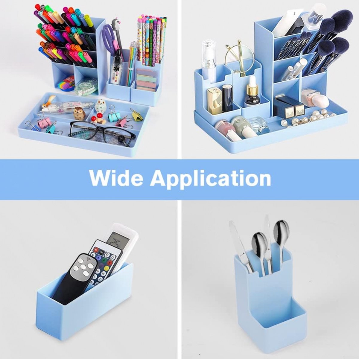 Pencil Case - 13 Compartments - Pen Holder - Desk Organizer - Pencil Holder - Desk Organizer - Pen Case - Plastic - Removable - Storage System - Mail Tray - Office Baby Clothing Accessories - Blue - Image 4