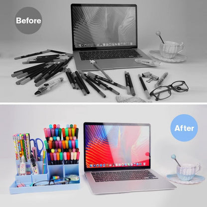 Pencil Case - 13 Compartments - Pen Holder - Desk Organizer - Pencil Holder - Desk Organizer - Pen Case - Plastic - Removable - Storage System - Mail Tray - Office Baby Clothing Accessories - Blue - Image 6