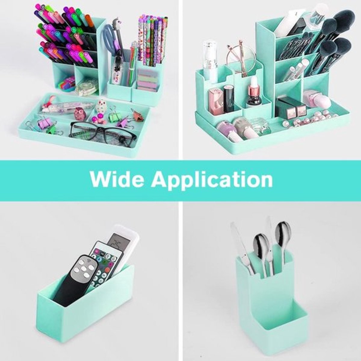 Pencil case - 13 compartments - Pencil holder - Desk organizer - Pencil holder - Desk organizer - Pen case - Plastic - Removable - Storage system - Mail tray - Office baby clothing accessories - Green - Image 6