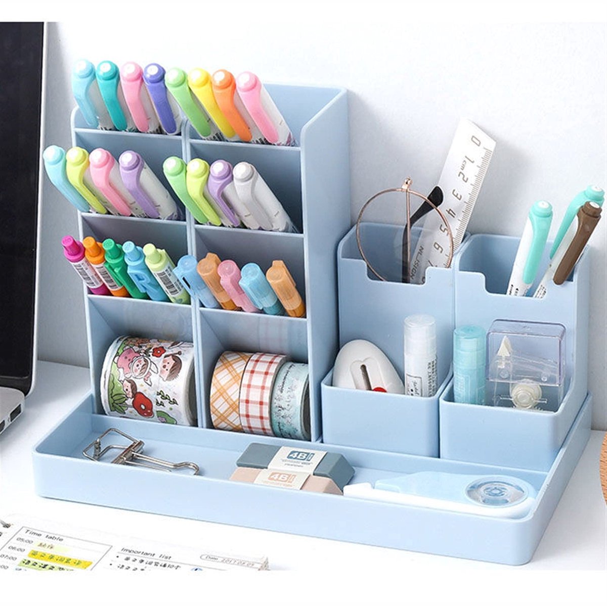 13-Compartment Pencil Holder - Desk Organizer - Pencil Holder - Office Accessories -White - Image 4