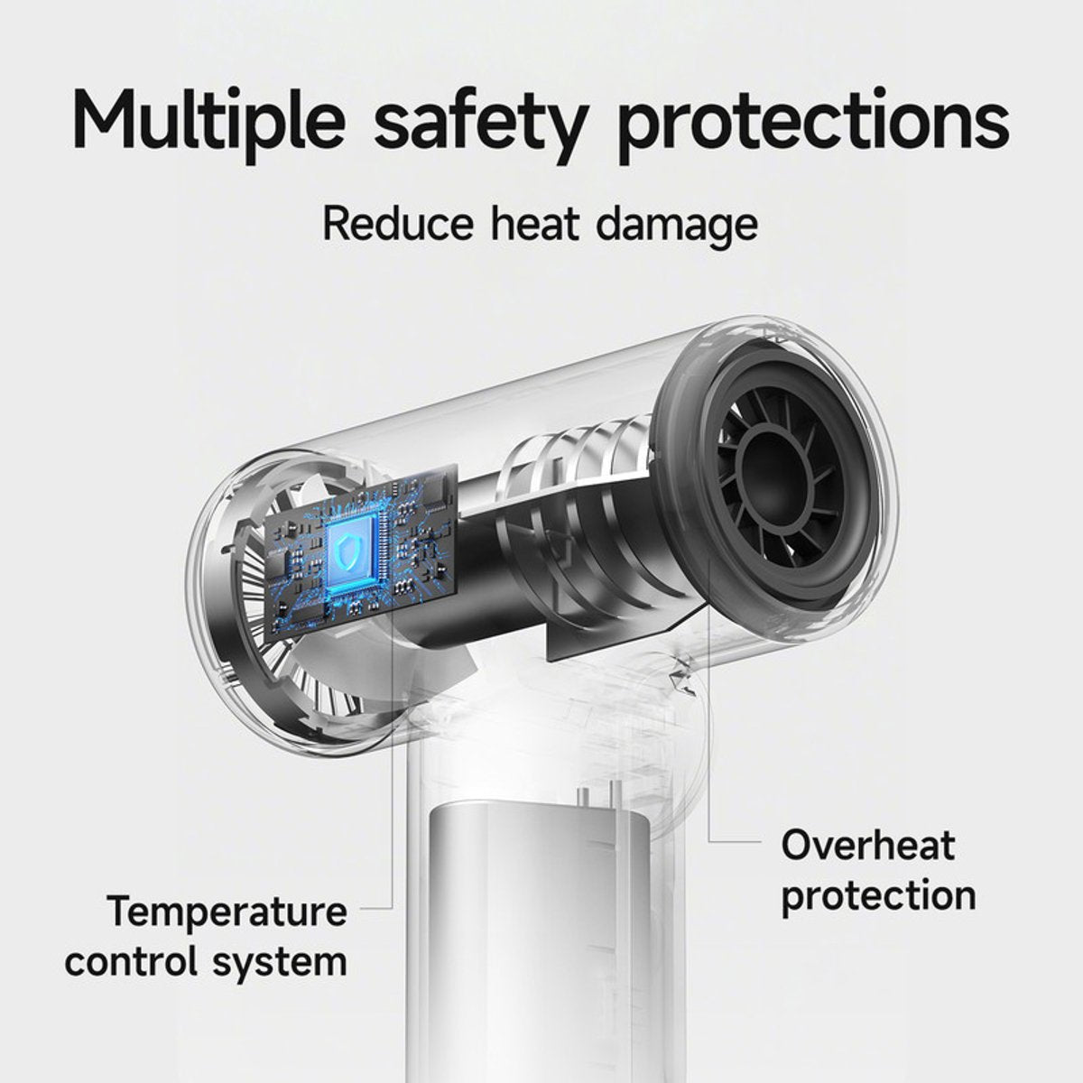 Professional cordless hair dryer - 3 speeds and 3 temperatures, USB rechargeable battery, 200W, portable with digital display for women, beach and camping - Image 5