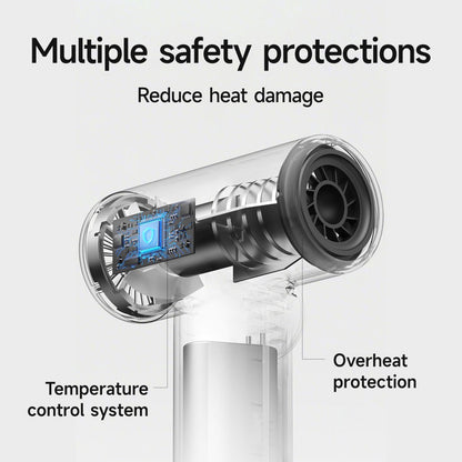 Professional cordless hair dryer - 3 speeds and 3 temperatures, USB rechargeable battery, 200W, portable with digital display for women, beach and camping - Image 5