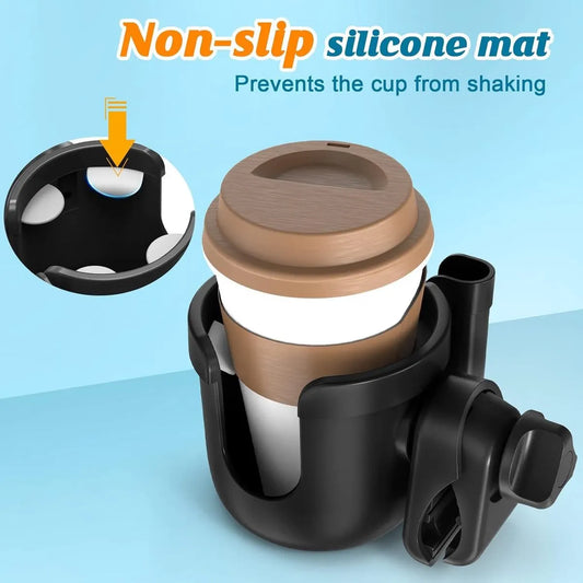Stroller cup holder, universal stroller/pram cup holder, baby stroller organizer, drink and coffee cup holder with phone storage box, suitable for baby and bicycle - Image 5