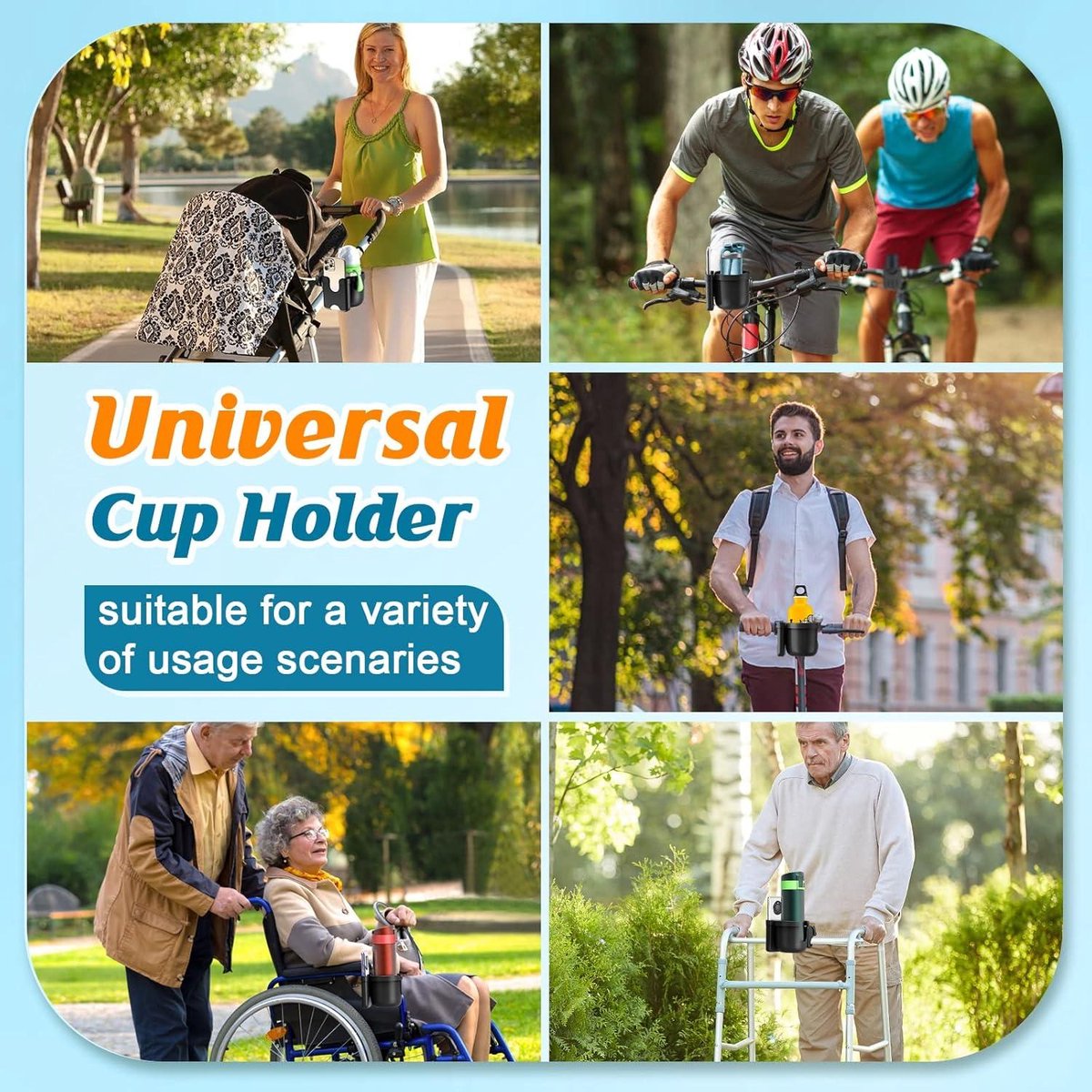 Stroller cup holder, universal stroller/pram cup holder, baby stroller organizer, drink and coffee cup holder with phone storage box, suitable for baby and bicycle - Image 6