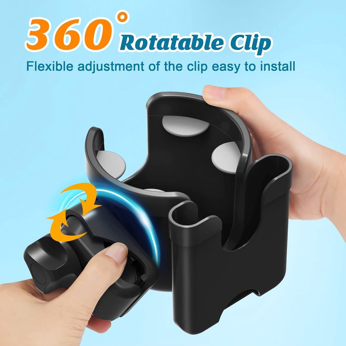 Stroller cup holder, universal stroller/pram cup holder, baby stroller organizer, drink and coffee cup holder with phone storage box, suitable for baby and bicycle - Image 7