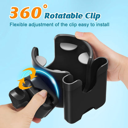 Stroller cup holder, universal stroller/pram cup holder, baby stroller organizer, drink and coffee cup holder with phone storage box, suitable for baby and bicycle - Image 7