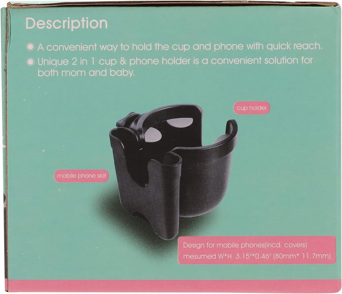 Stroller cup holder, universal stroller/pram cup holder, baby stroller organizer, drink and coffee cup holder with phone storage box, suitable for baby and bicycle - Image 9