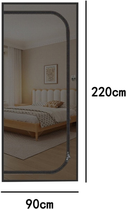 Reinforced cat screen door, flexible screen door with zipper, anti-theft door, mosquito net, thickened cat-proof mesh, suitable for living room, kitchen, bedroom, black, 90x220cm - Image 2