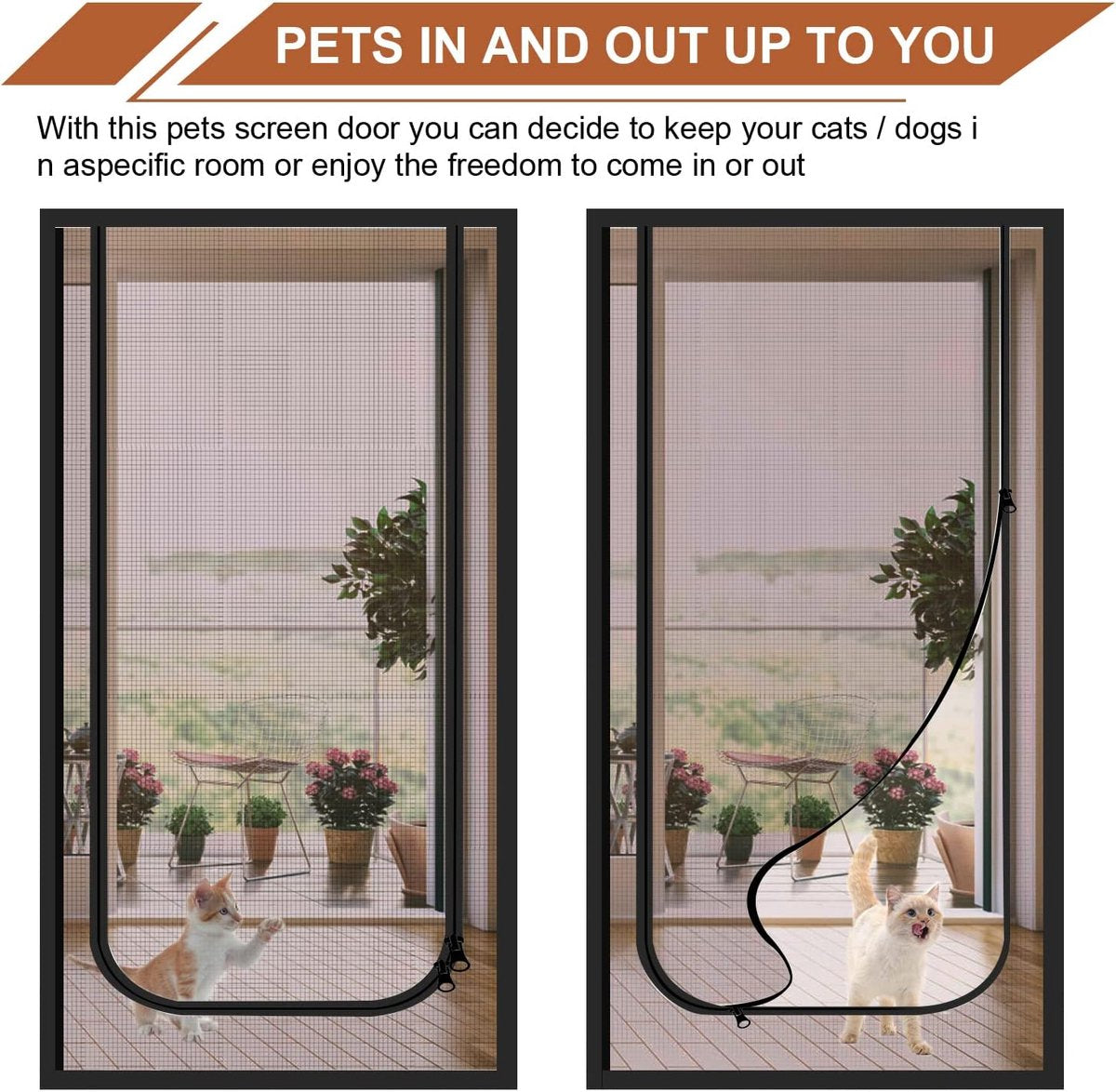 Reinforced cat screen door, flexible screen door with zipper, anti-theft door, mosquito net, thickened cat-proof mesh, suitable for living room, kitchen, bedroom, black, 90x220cm - Image 6