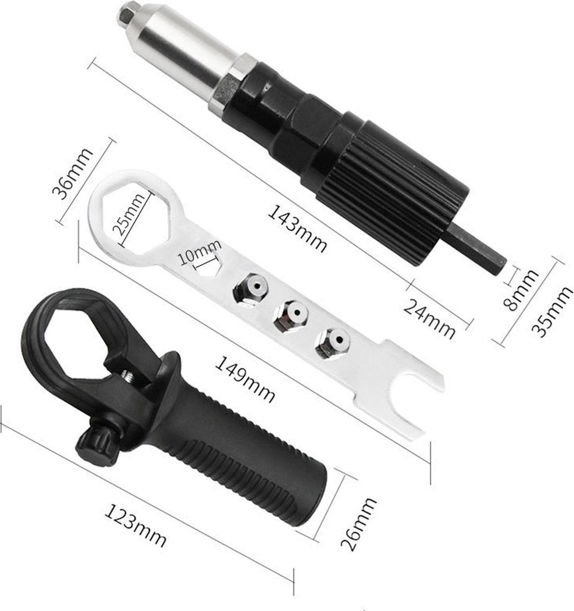 Pop rivet pliers - Cordless drill - Blind rivet pliers - for cordless drill - Pop rivet pliers set - Rivet pliers - Rivet fixing for drill - Image 4
