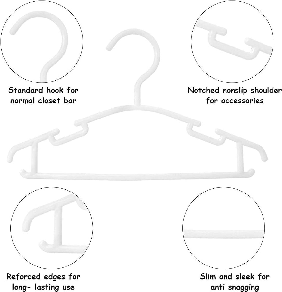 Hangers - Hangers - Children's Hangers - Baby Hangers - Plastic Hangers for Children - Baby Wardrobe Hangers - 20 Non-Slip Toddler Hangers - For Baby Clothes, Pants, Jackets, Dresses - Wit - Image 6