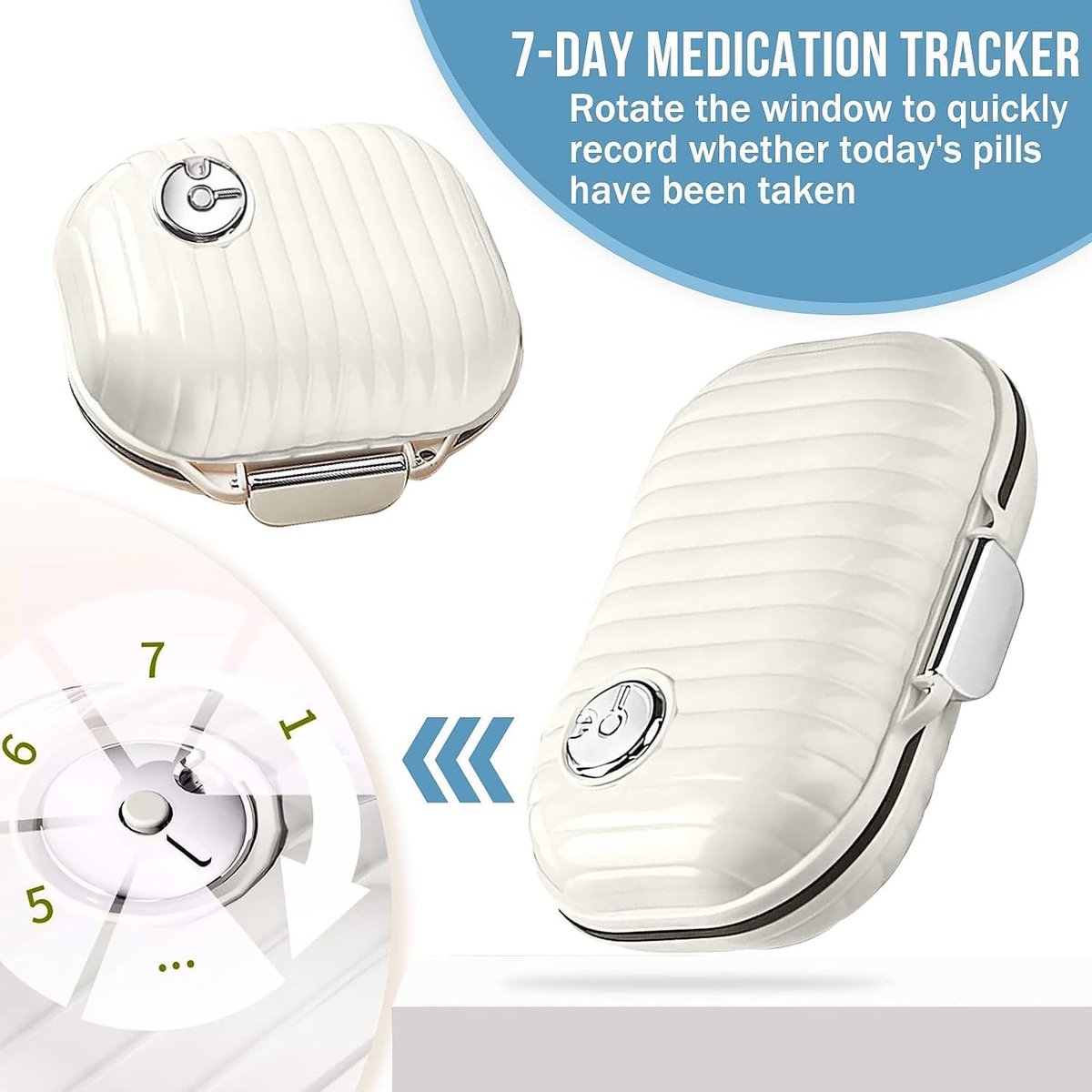 7-Day Pill Organizer, 2-Piece Set - 7-Compartment Pill Organizer - Airtight Medicine Box - Groot+ Klein - Waterproof - Portable - 4 x 7.8 x 11.2 cm / 8 x 7.8 x 4 cm - Image 5