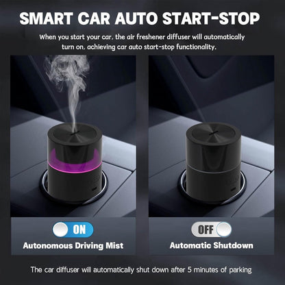 Car essential oil diffuser with automatic on/off function, portable humidifier with memory function, battery operated, with 8-color ambient light for car, home, office and travel (black) - Image 5