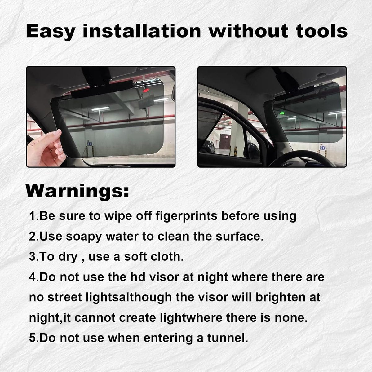 Car Sunshade - Universal - Polarized Anti-Glare - Sun Visor Extension - Powerful Light Blocking - Anti-Glare Protection - Diffused Light - Safe Driving - UV Protection - 32 x 14.5 cm - Black - Image 3