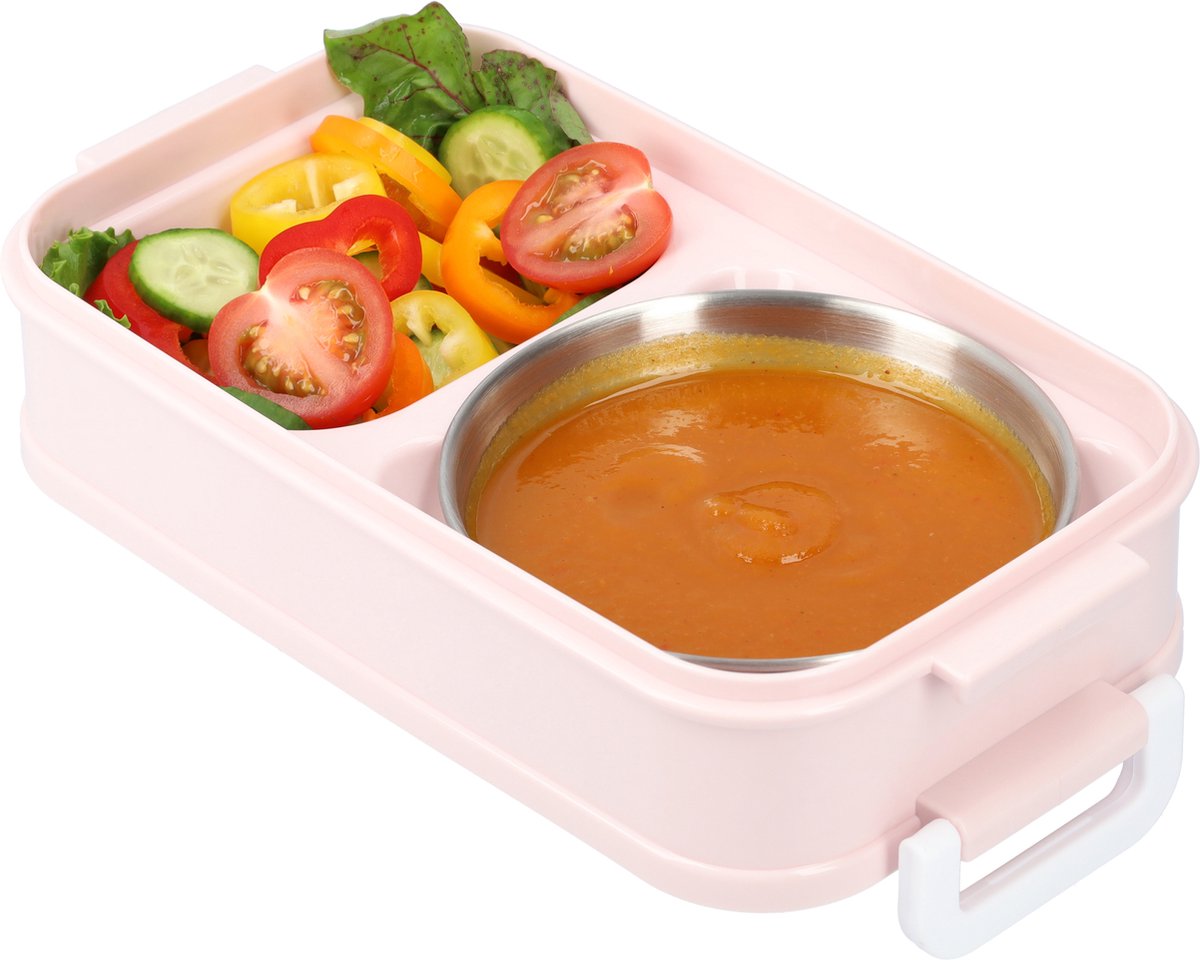 Pink Lunch Box with Soup Bowl - Bento Box - Adult Lunch Box - Meal Boxes - Children's Lunch Box - Lunch Box with Compartments - Airtight and Leakproof - BPA-Free - Image 4