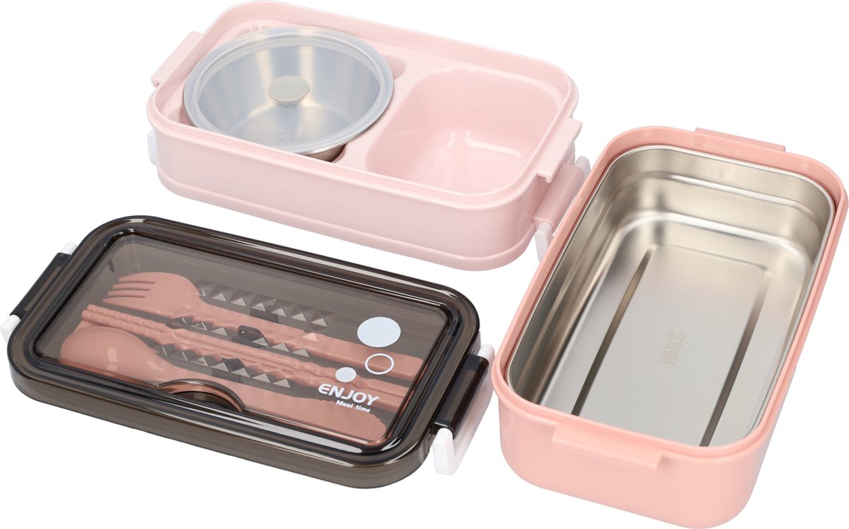 Pink Lunch Box with Soup Bowl - Bento Box - Adult Lunch Box - Meal Boxes - Children's Lunch Box - Lunch Box with Compartments - Airtight and Leakproof - BPA-Free - Image 7