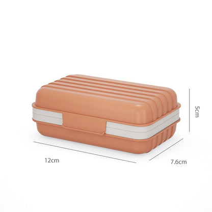 Set of 2 soap dishes with lids, portable soap holder, baby bathroom accessories, travel toiletries, for holidays and trips, 12 x 7.6 x 5 cm, white, orange, PP - Image 2