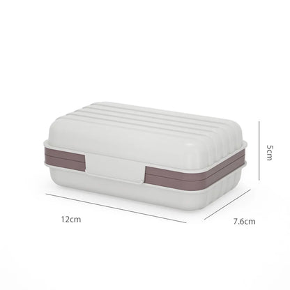 Set of 2 soap dishes with lids, portable soap holder, baby bathroom accessories, travel toiletries, for holidays and trips, 12 x 7.6 x 5 cm, white, orange, PP - Image 3