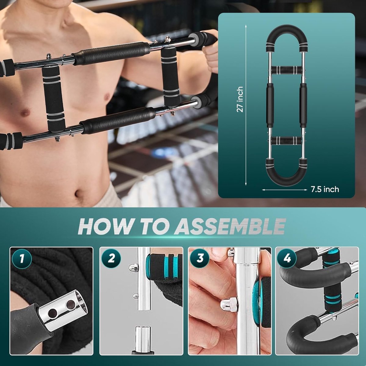 Arm Trainer - U-Shaped Twister - Adjustable Chest Enlarger with 3 Resistance Levels - Detachable Fitness Chest Enlarger - Portable Arm, Chest, and Shoulder Trainer - Image 4