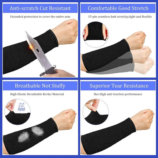 3 pairs of arm protectors for thin skin and bruises, cut-resistant forearm sleeves, level 5 burn protection (7.9 inches) - Black + Gray + Blue - Image 2