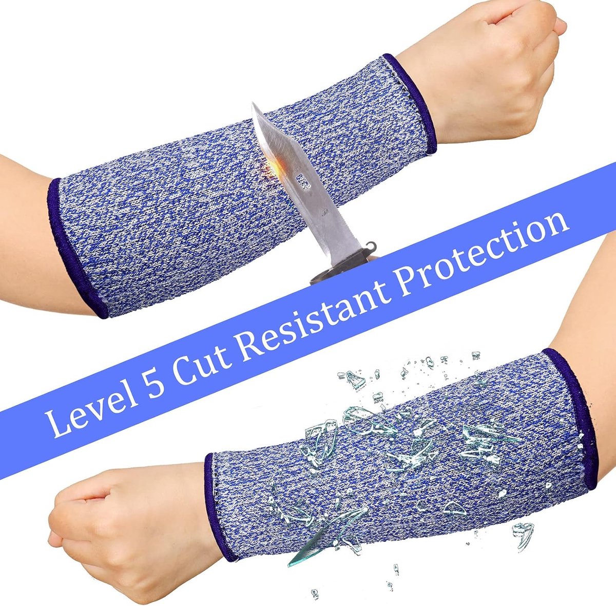 3 pairs of arm protectors for thin skin and bruises, cut-resistant forearm sleeves, level 5 burn protection (7.9 inches) - Black + Gray + Blue - Image 6