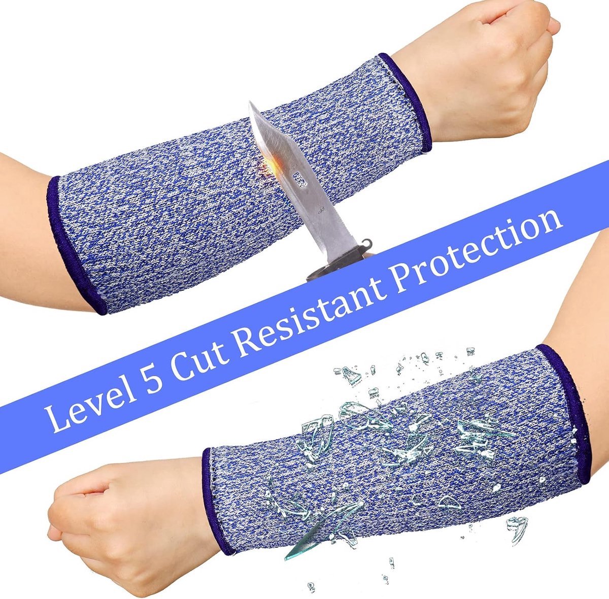 3 pairs of arm protectors for thin skin and bruises, cut-resistant forearm sleeves, level 5 burn protection (7.9 inches) - Black - Image 6