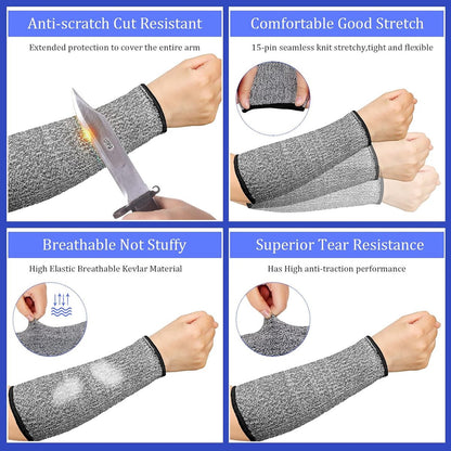 3 pairs of arm protectors for thin skin and bruises, cut-resistant forearm sleeves, level 5 burn protection (7.9 inches) - Gray - Image 2