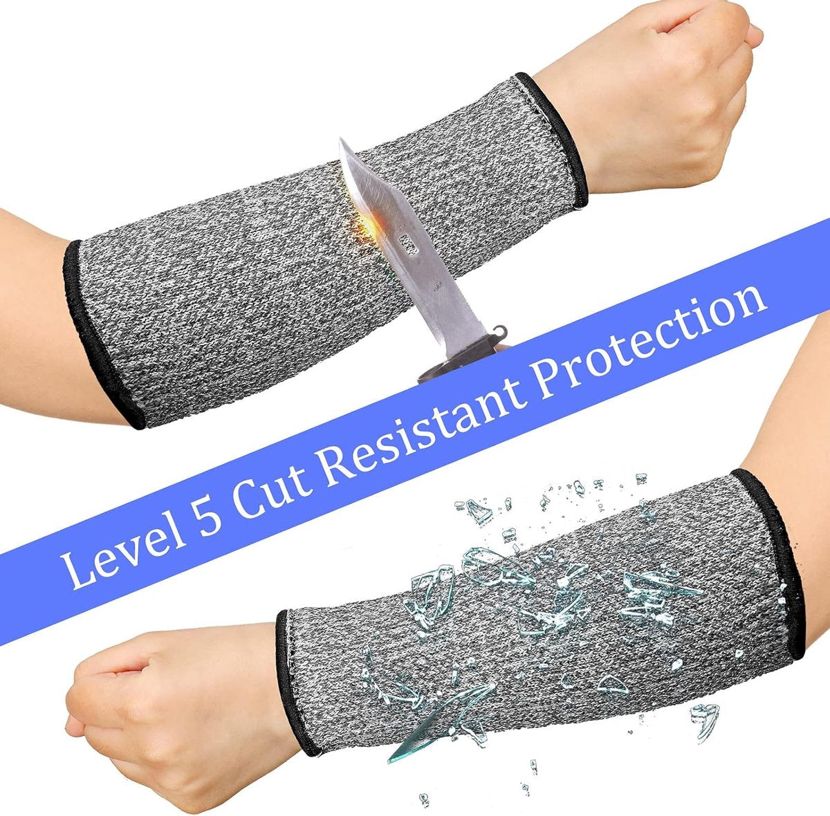 3 pairs of arm protectors for thin skin and bruises, cut-resistant forearm sleeves, level 5 burn protection (7.9 inches) - Gray - Image 3