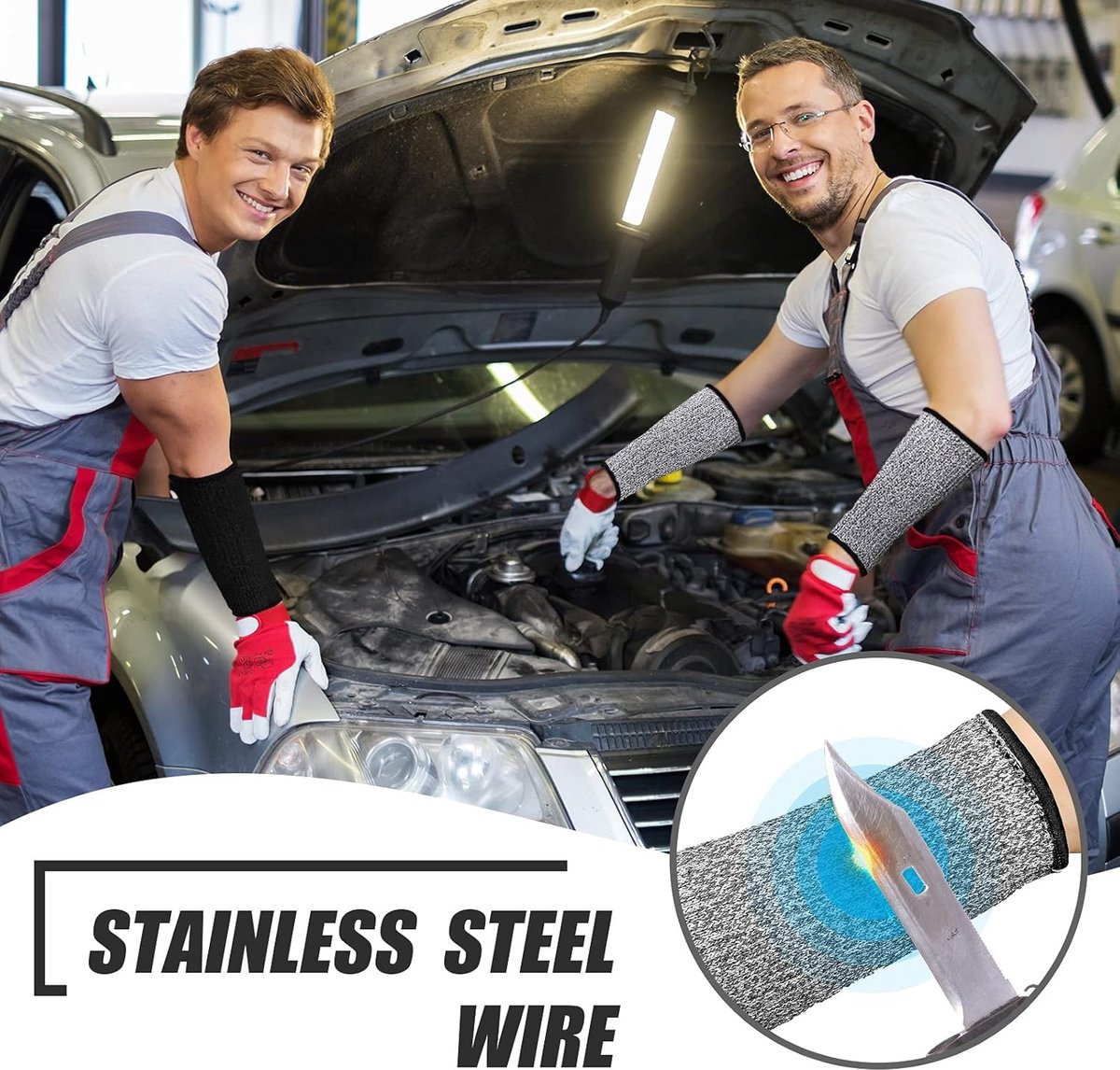 3 pairs of arm protectors for thin skin and bruises, cut-resistant forearm sleeves, level 5 burn protection (7.9 inches) - Gray - Image 6