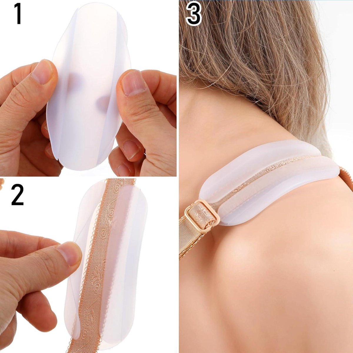 Set of 6 silicone bra strap pads - Shockproof - Non-slip shoulder pads - Gel bra strap pads - Comfortable and soft - Women's clothing - Relieves shoulder pain - Image 5