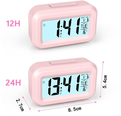 Wekker Digital Alarm Clock - Children's Clock - Wekker - Wekker Children's Alarm Clock - Travel Alarm Clock - LED Display Clock - Adjustable 12/24 Hour Snooze Function, Temperature, Date, Time - Portable Alarm Clock - Pink - Image 3