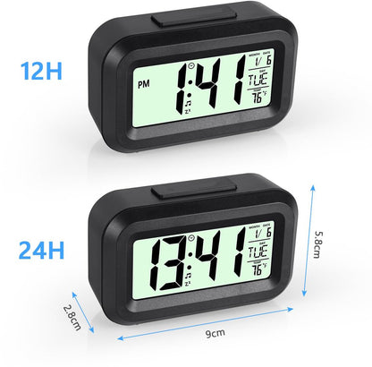 Wekker Digital Alarm Clock - Children's Clock - Wekker - Wekker Children's Alarm Clock - Travel Alarm Clock - LED Display Clock - Adjustable 12/24 Hour Snooze Function, Temperature, Date, Time - Portable Alarm Clock - Black - Image 2