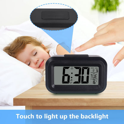 Wekker Digital Alarm Clock - Children's Clock - Wekker - Wekker Children's Alarm Clock - Travel Alarm Clock - LED Display Clock - Adjustable 12/24 Hour Snooze Function, Temperature, Date, Time - Portable Alarm Clock - Black - Image 3