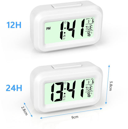 Wekker Digital - Klok Children's - Wekker - Wekker Children's - Alarm Clock - Travel Alarm Clock - LED Display Clock - Adjustable 12/24 Hour Snooze Function, Temperature, Date, Time - Portable Alarm Clock - Wit - Image 2