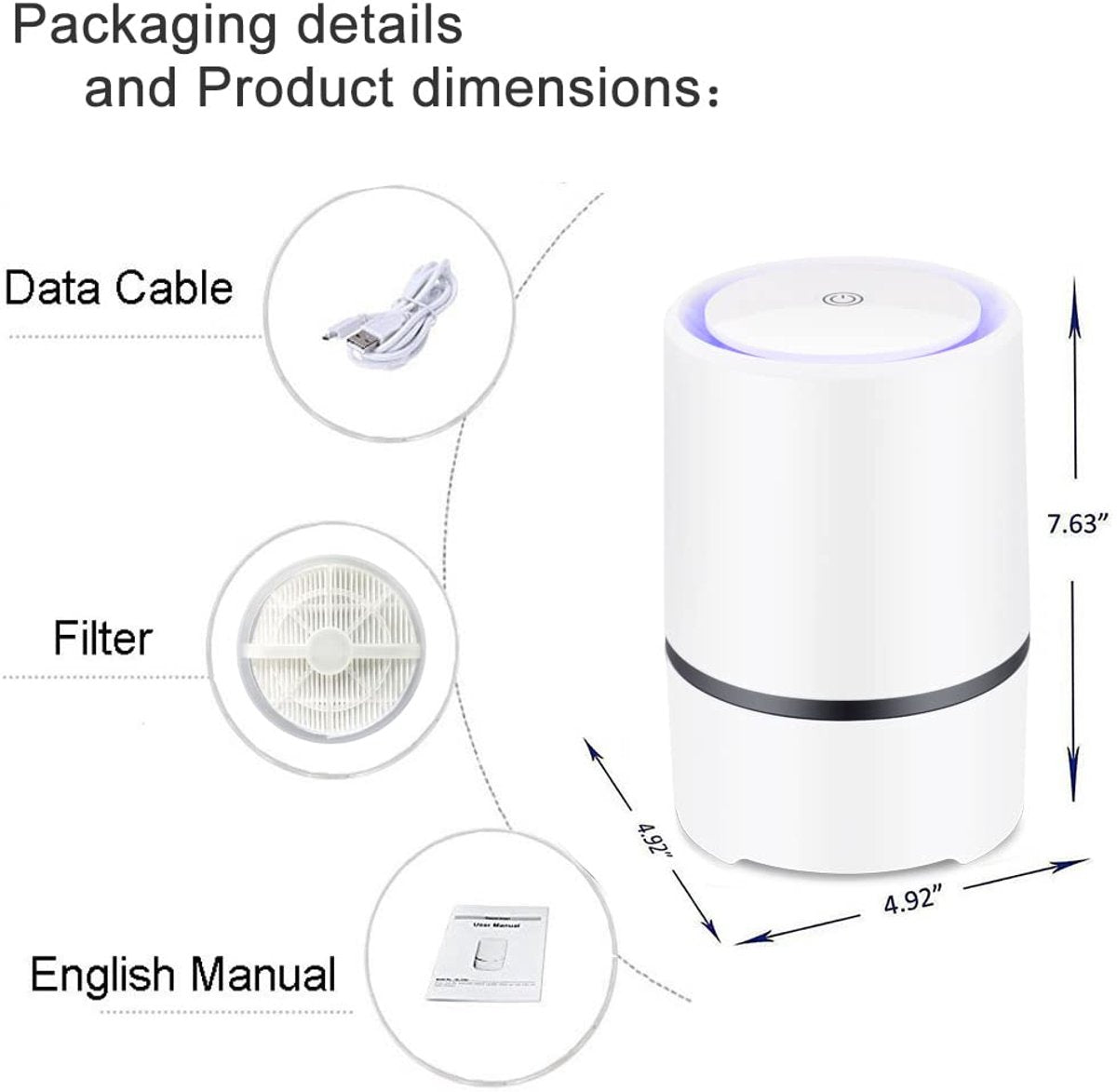 Air purifier - For living room, bedroom, office, and baby's room - Air quality indicator - Effective against dust mites, hay fever, allergies, and dust - Air purifiers - Air purifier - Image 8