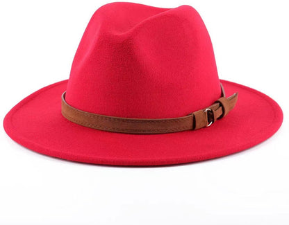 Hat - Sun hat - Bucket hat - Women's sun hat - Men's bucket hat - Hiking hats - Waterproof wool hats - Roll-up felt hats for outdoor use - Foldable leather lining - For men and women (Red)