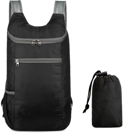 Backpack - Bag - Ultralight foldable backpack - Backpacks - Waterproof canvas, large capacity - Suitable for travel, hiking, camping, cycling, outdoor sports, Unisex, Black, One size
