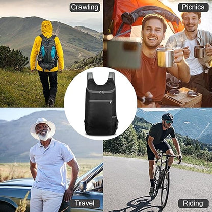 Backpack - Bag - Ultralight foldable backpack - Backpacks - Waterproof canvas, large capacity - Suitable for travel, hiking, camping, cycling, outdoor sports, Unisex, Black, One size - Image 2