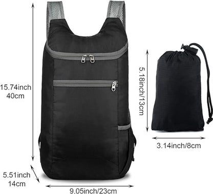 Backpack - Bag - Ultralight foldable backpack - Backpacks - Waterproof canvas, large capacity - Suitable for travel, hiking, camping, cycling, outdoor sports, Unisex, Black, One size - Image 6