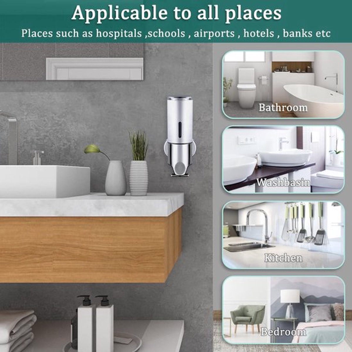 Soap dispenser - Wall-mounted - Soap dispenser - Suspended soap pump - Brushed stainless steel - Toilet - Shower - Foam - Image 2